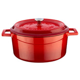 Round Red Dutch Oven dia.9.5" h:4" 4.75 qt
